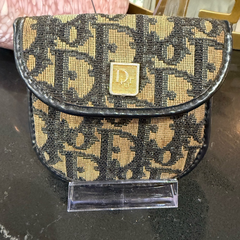 Dior Black and Tan Monogram Wallet